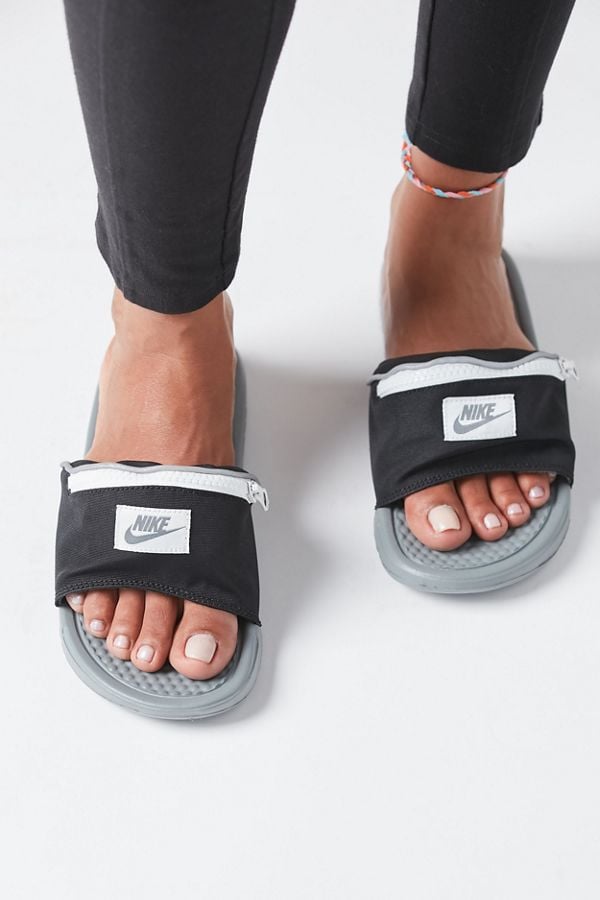 nike slides with zipper pouch