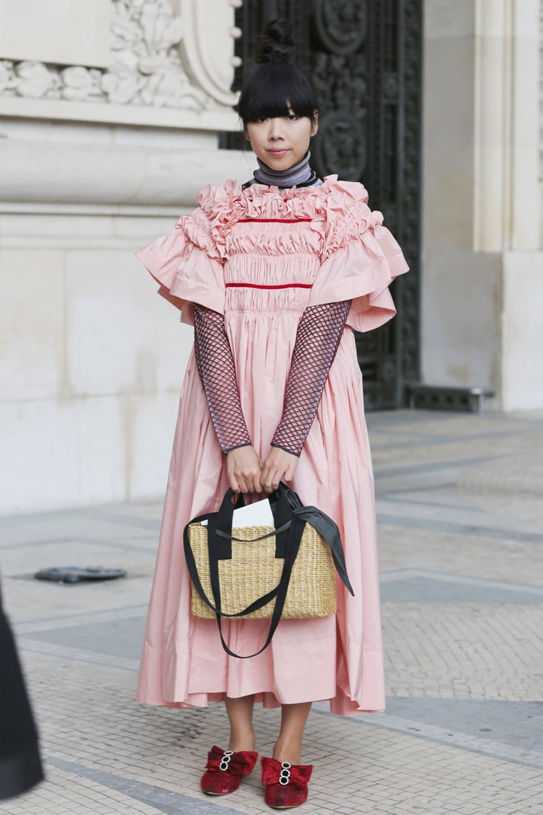 Style with a "more is more" pink and red ensemble.