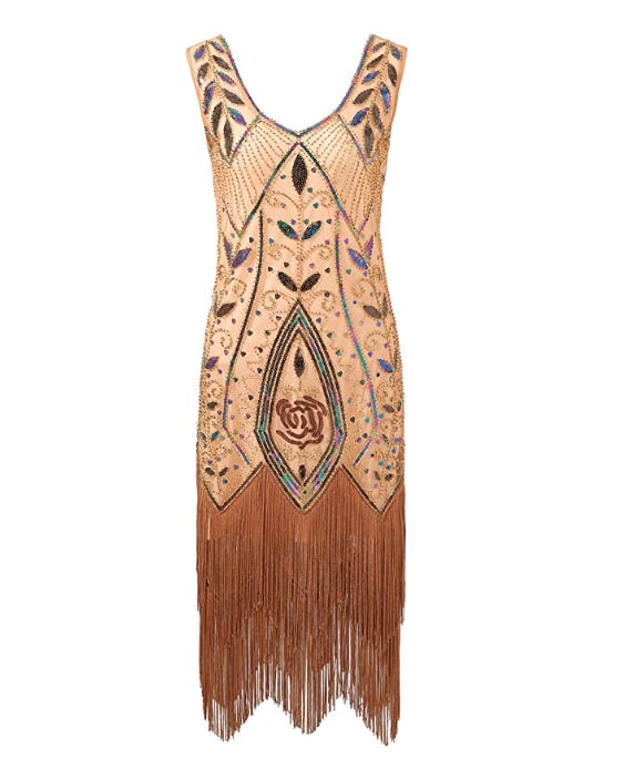 Metme 1920s Flapper Fringe Beaded Great Gatsby Party Dress 43