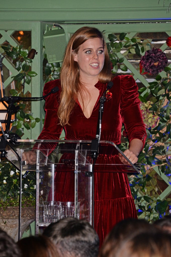 Princess Beatrice's Red Velvet Dress November 2018