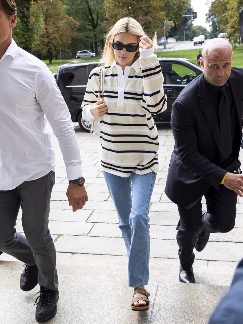 Kendall Jenner Out and About in a Casual Oversized Polo and Jeans at Milan Fashion Week Spring/Summer 2020