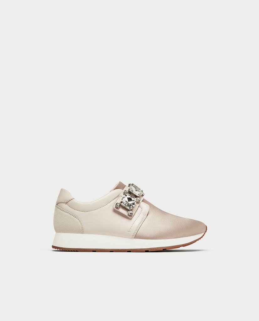 Zara Bejeweled Satin Sneaker