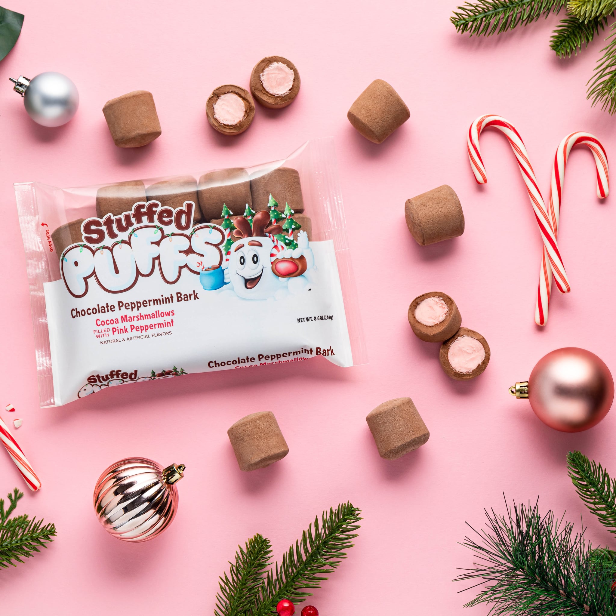 Stuffed Puffs Debuts Chocolate Peppermint Bark Marshmallows Popsugar Food