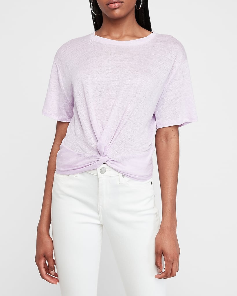 Twist-Front Linen Tee