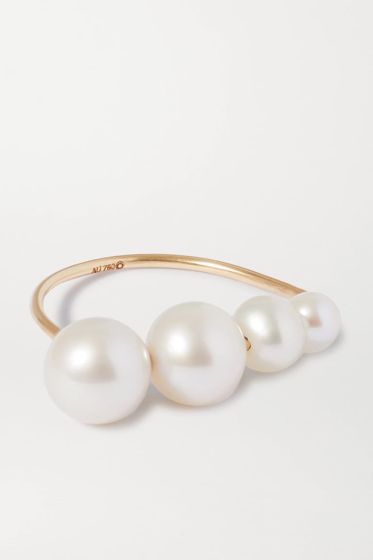 Saskia Diez + Net Sustain Drop Gold Pearl Ring