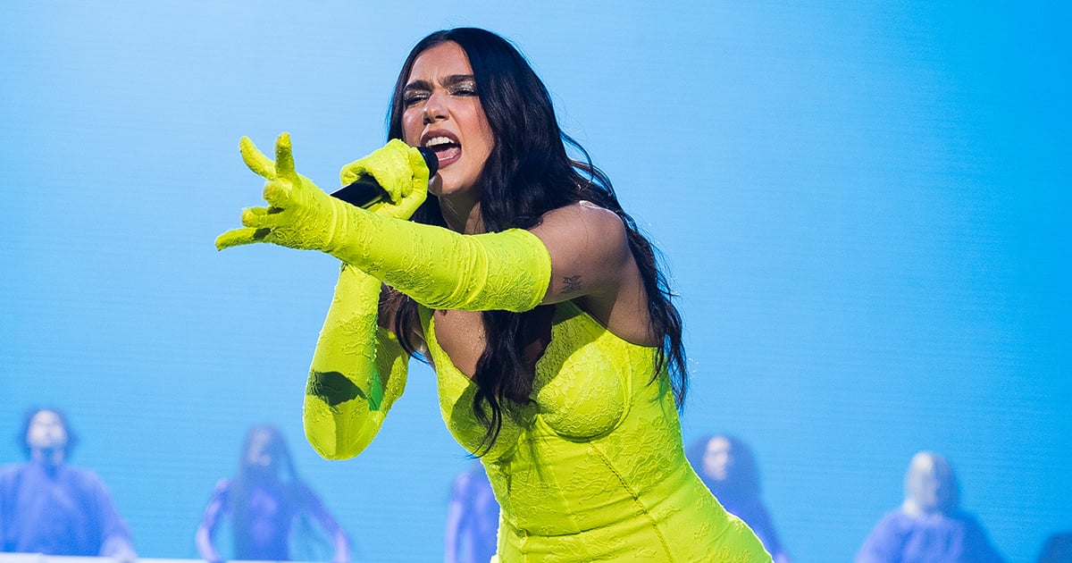 Dua Lipa Wears Neon Green Lace Balenciaga Catsuit For Tour Pedfire 5922