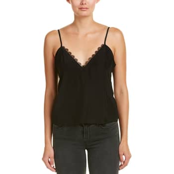 The Kooples Silk Lace Trim Cami in Black