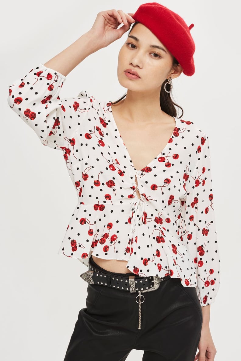 Topshop Spot and Cherry Print Blouse