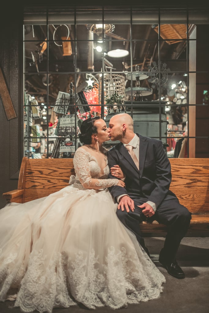 Couple's Engagement and Wedding Photos at Cracker Barrel