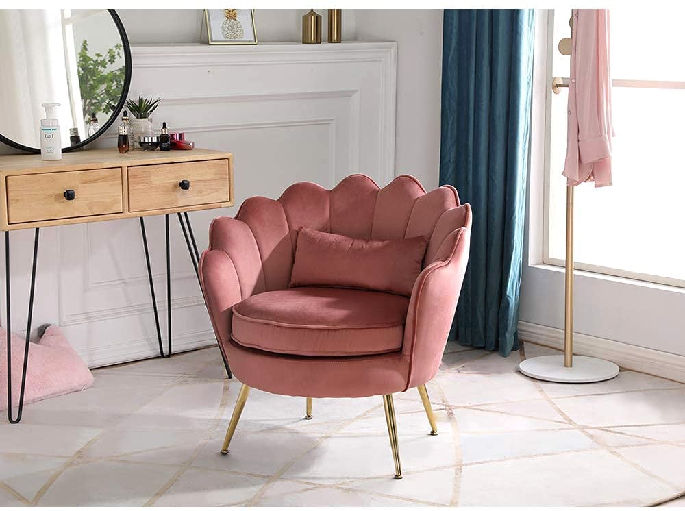 For Your Vanity Mirror: WQSLHX Velvet Chair with Lumbar Pillow