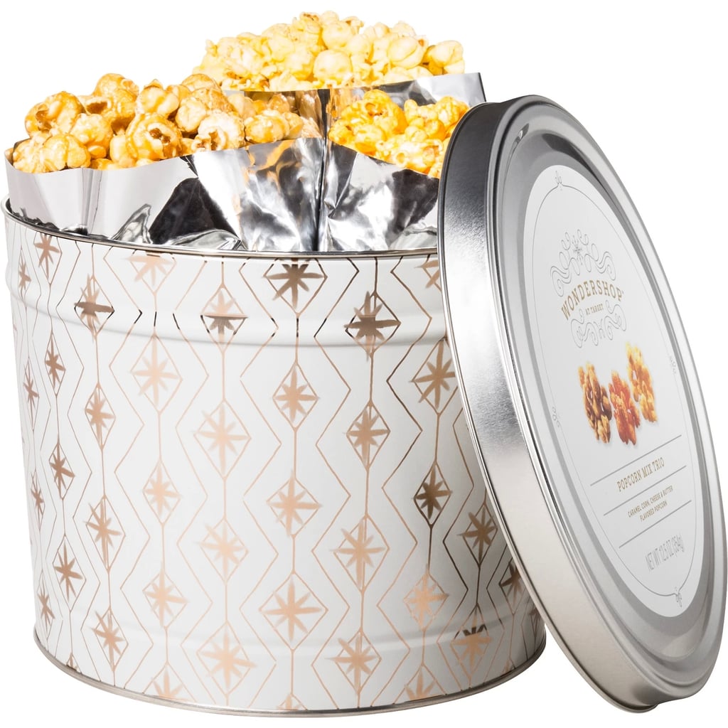 Caramel Corn, Cheese, and Butter Flavored Christmas Popcorn Tin