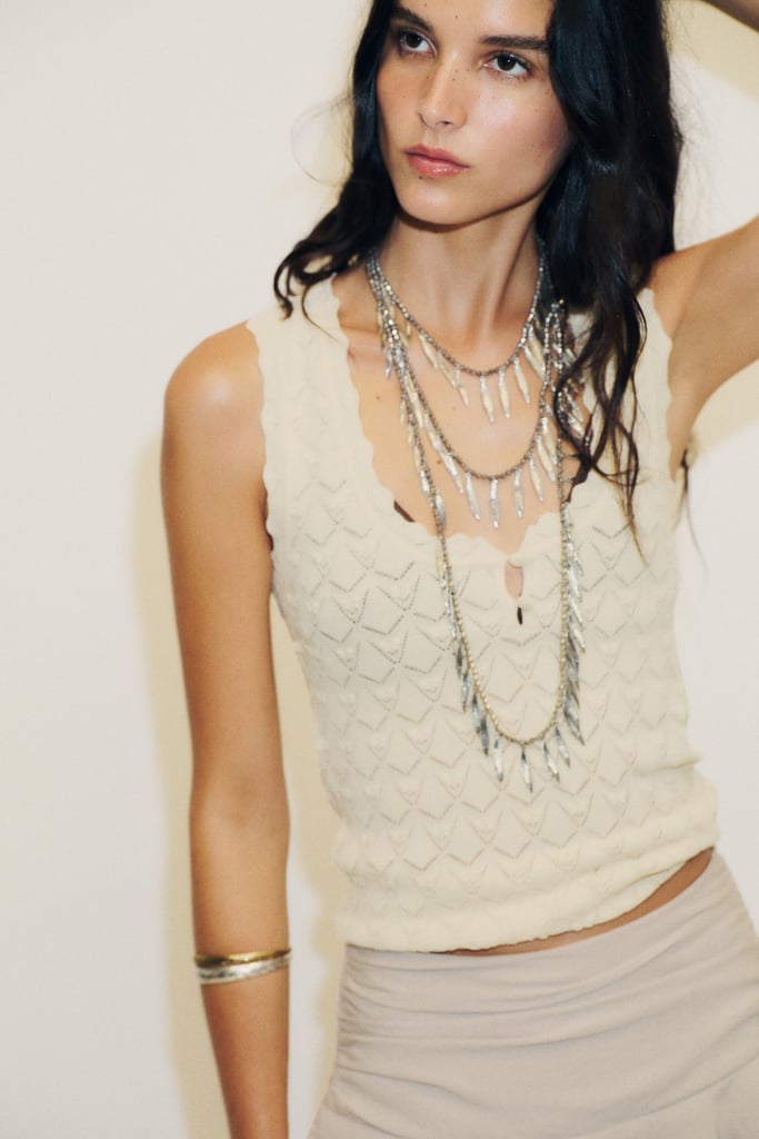 Zara Pointelle Knit Top