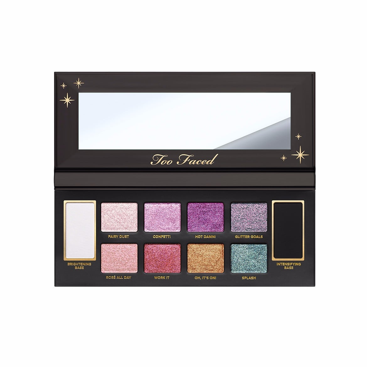 Too Faced Glitter Bomb Prismatic Eyeshadow Palette Instagram Popsugar Beauty Here's description of colors in too faced glitter bomb palette. popsugar
