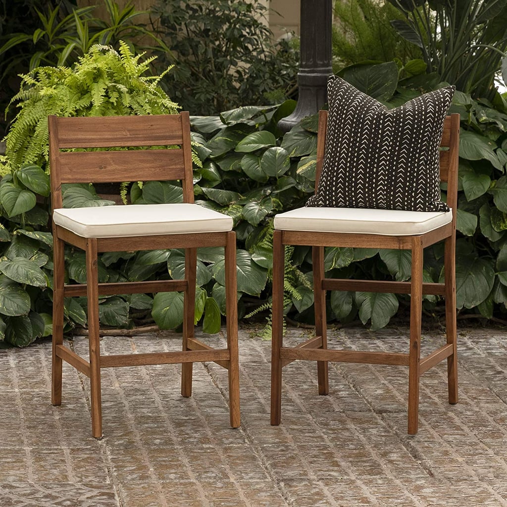 Walker Edison Set of 2 2 Piece Outdoor Patio Acacia Wood Chair Set