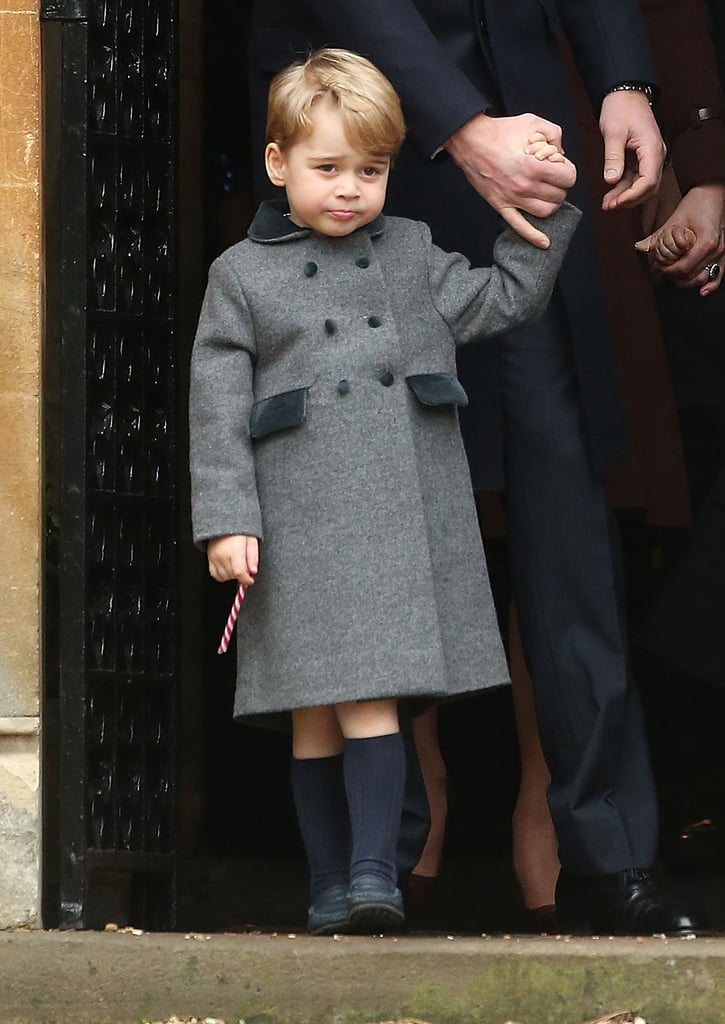 Prince George and His Candy Cane on Christmas Day 2016