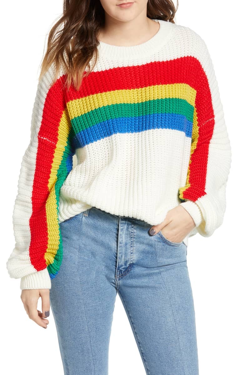 Dreamers by Debut Rainbow Stripe Knit Pullover
