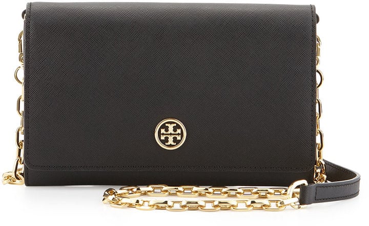 Tory Burch Robinson Saffiano Wallet-on-a-Chain, Black ($295)