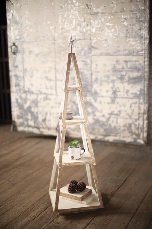 Wooden Christmas Tree Topiary Shelf