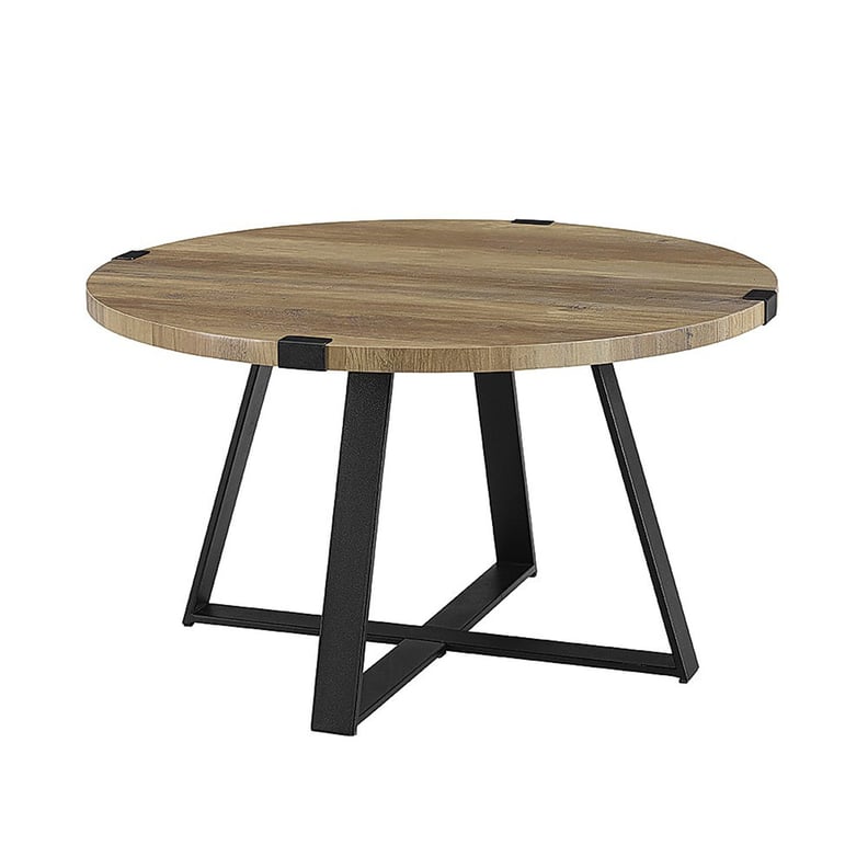 Rustic Oak Metal Wrap Round Coffee Table