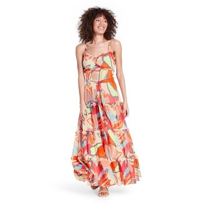 Alexis For Target Mixed Floral Sleeveless Tiered Ruffle Dress