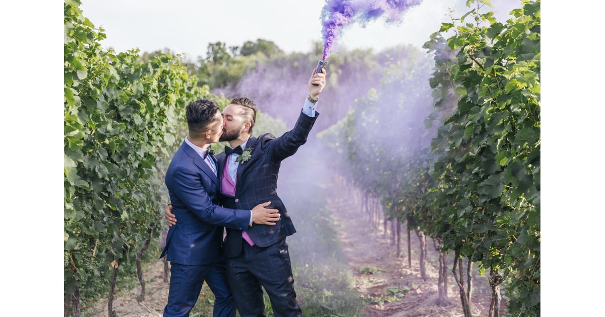 Colorful Smoke and Kisses Bride and Groom Photo Ideas POPSUGAR Love