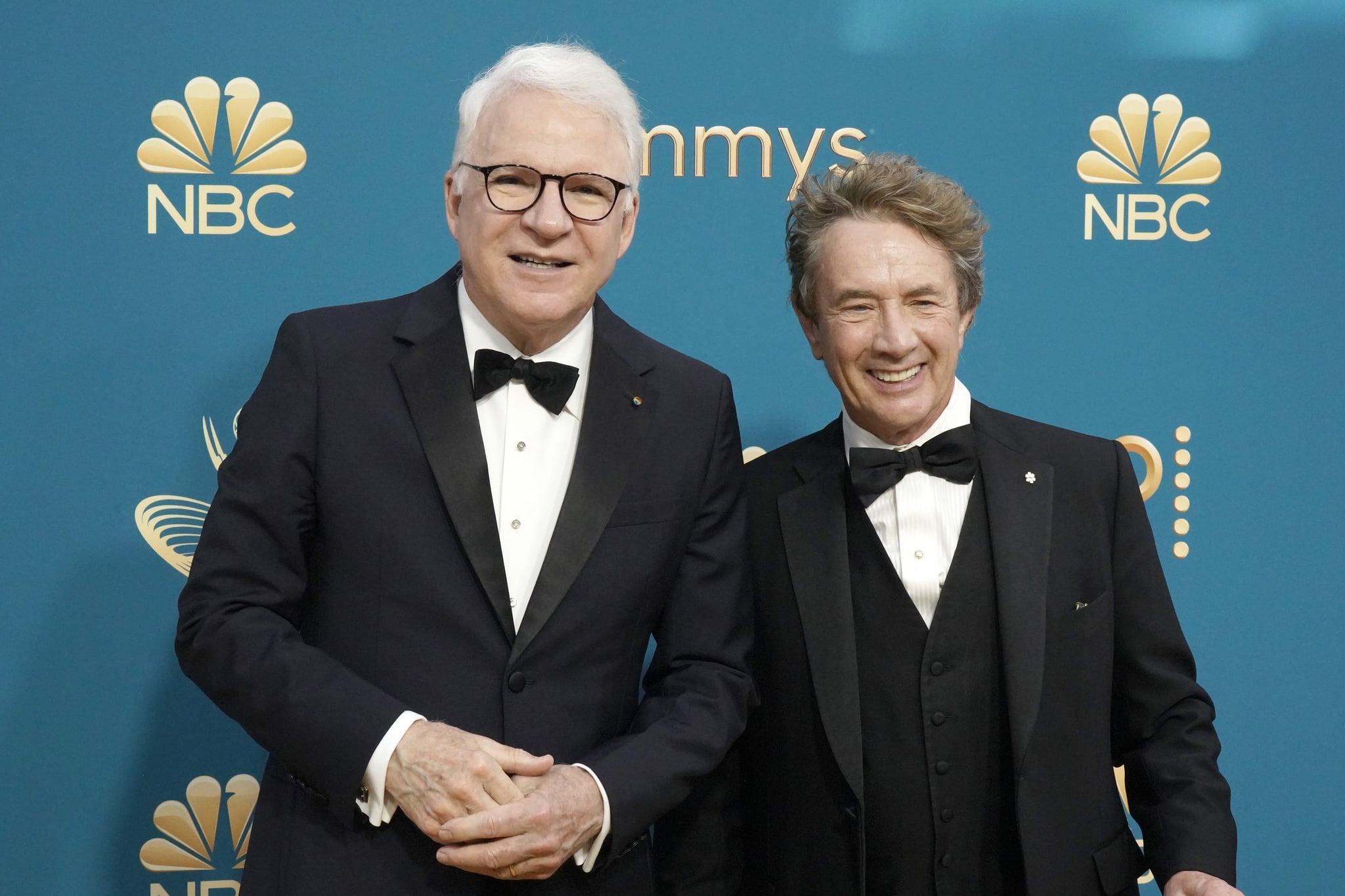 LOS ANGELES, CALIFORNIA - SEPTEMBER 12: 74th ANNUAL PRIMETIME EMMY AWARDS -- Pictured: (l-r) Steve Martin and Martin Short arrive to the 74th Annual Primetime Emmy Awards held at the Microsoft Theater on September 12, 2022. -- (Photo by Evans Vestal Ward/NBC via Getty Images)