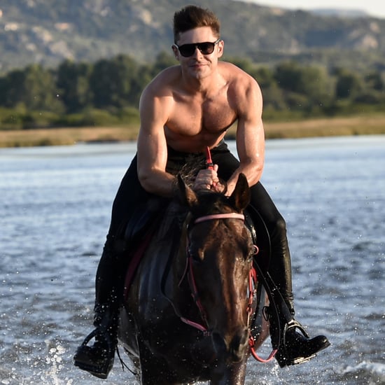 Zac Efron Riding a Horse Shirtless in Italy