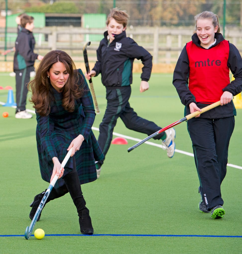 Kate Middleton wowed the crowd with her lacrosse skills during a visit to St. Andrew's School in Berkshire, England, in November 2012. Kate played on the school's team during her time as a student there and delighted the current pupils when she joined them for a game.