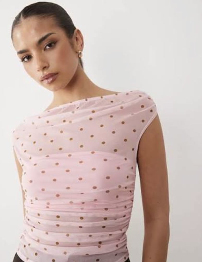 Asos Design Mesh Off Shoulder Top