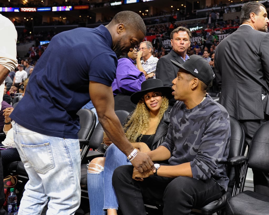 Beyonce, Jay Z, and Kevin Hart at Clippers Game March 2016