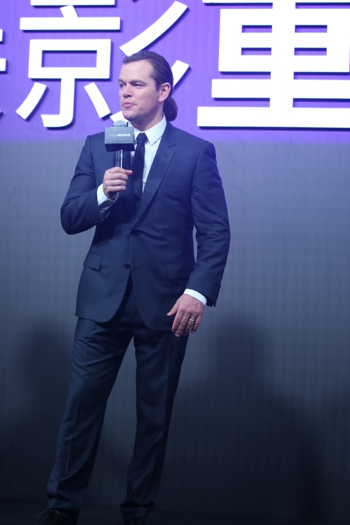 Matt Damon's Man Bun at Jason Bourne Premiere in China