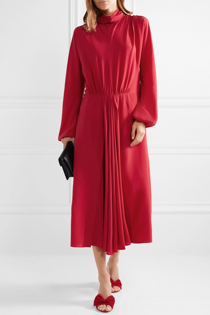 Prada Pleated Silk Midi Dress | Princess Beatrice's Red Dress September ...