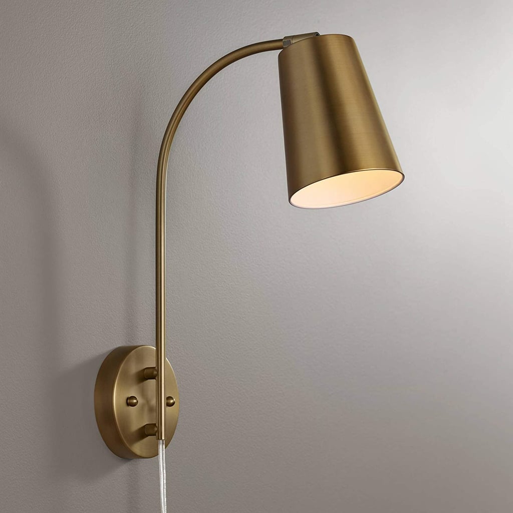 Sully Warm Brass Plug-in Wall Lamp