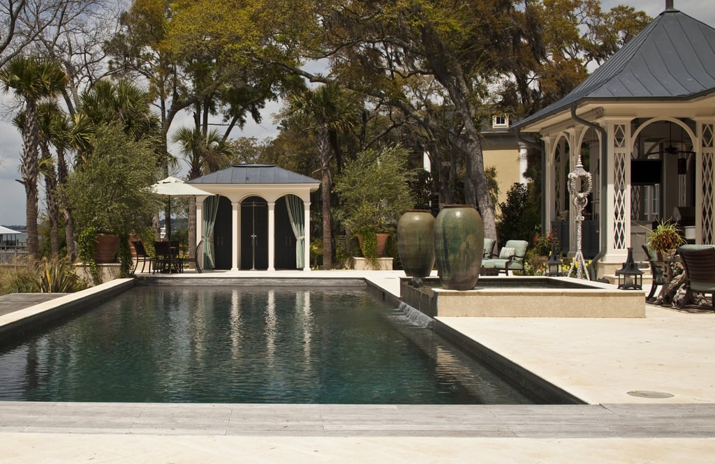 The pool features a dive-in theater for alfresco movie nights.