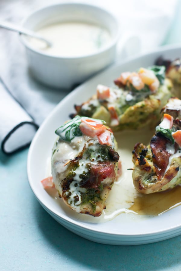 Pesto and Prosciutto Stuffed Chicken With Sherry Cream Sauce