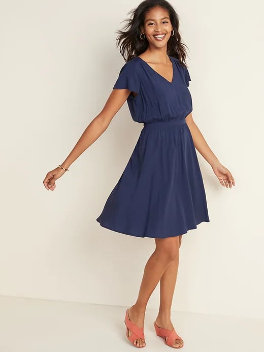 Old Navy Waist-Defined V-Neck Flutter-Sleeve Dress | 21 Chic Old Navy  Dresses We Found on Sale — and Promptly Added to Our Cart | POPSUGAR  Fashion Photo 12