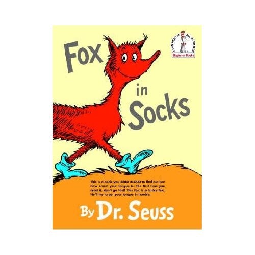 Fox and his socks along with Knox in a box lead us on a trek through tortuous tongue twisters in Fox in Socks.
