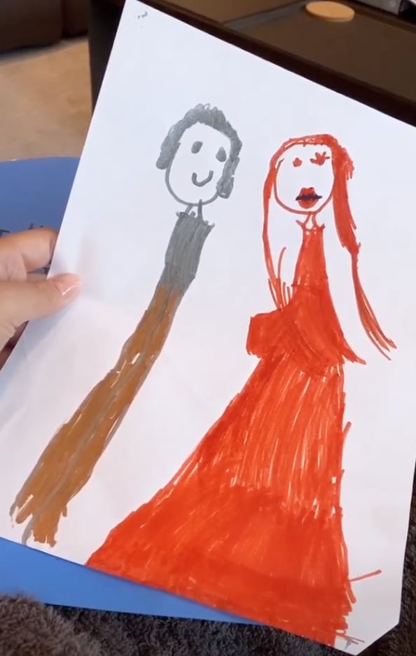 Luna S Drawing Of Chrissy Teigen And John Legend On Their Wedding Day Please Admire The Anniversary Gifts Chrissy Teigen And John Legend Got From Their Kids Popsugar Family Photo 6