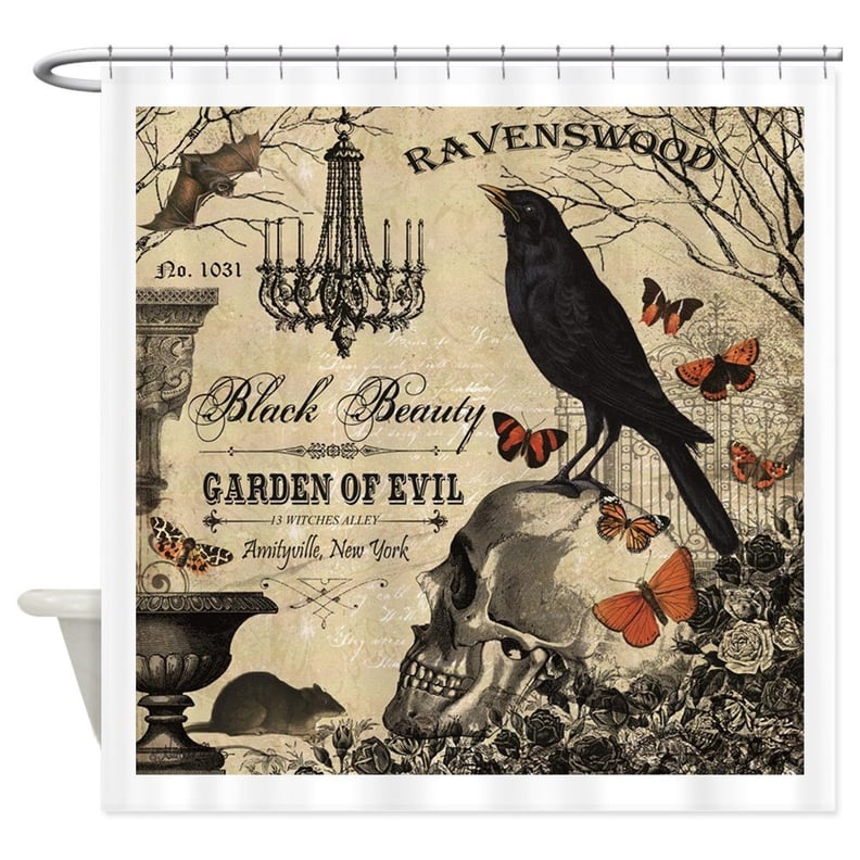 Modern Vintage Halloween Decorative Fabric Shower Curtain