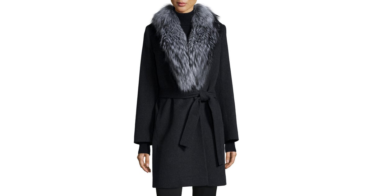 Fleurette Wool Wrap Coat W/ Fur Collar ($1,750) | Gigi Hadid's Furry ...