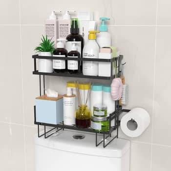 SRIWATANA Shower Caddy Hanging Over Head, Bathroom Shower Organizer Shower  Rack Holder with Hooks for Razors - Black