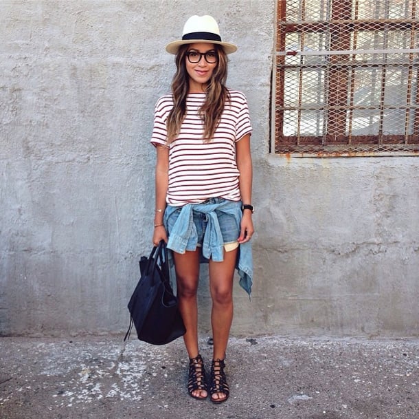 Our unofficial Summer uniform — just top off your stripes and cutoffs with a hat and lace-up sandals, and you're good to go.
Source: Instagram user sincerelyjules