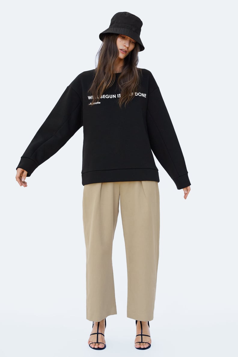 Zara Contrasting Text Sweatshirt