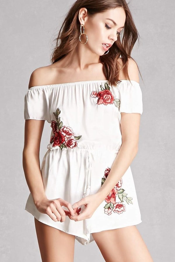 Forever 21 Reverse Floral Satin Romper