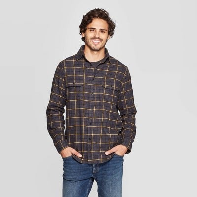 Goodfellow & Co™ Men's Plaid Standard Fit Long Sleeve Flannel Button-Down Shirt