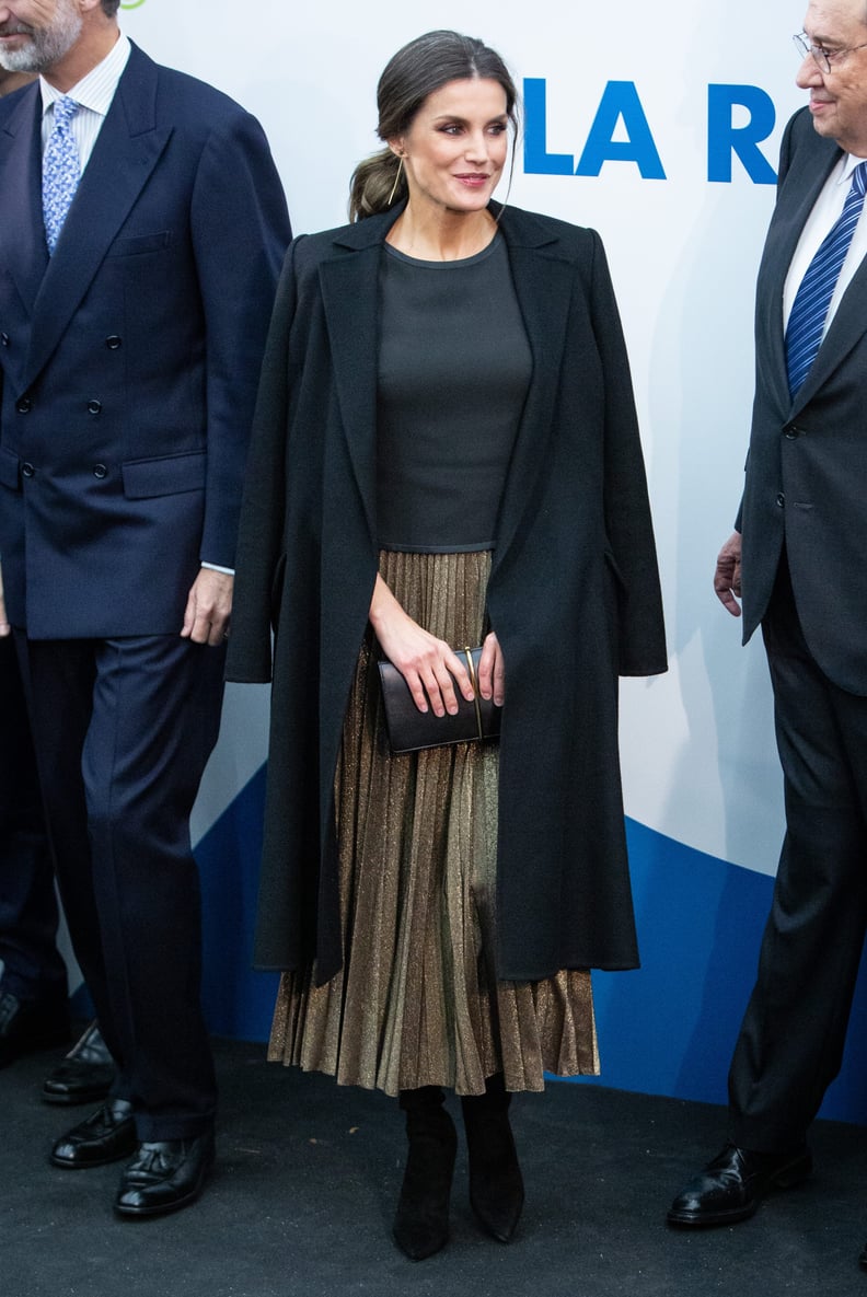 Metallic pleated skirt queen discount