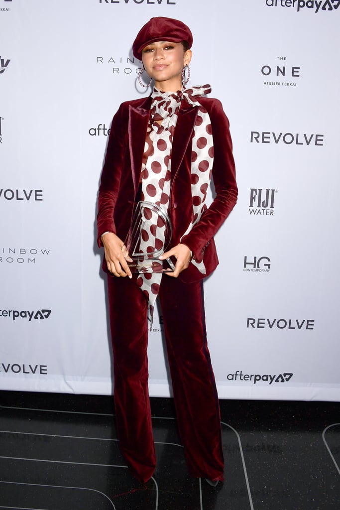 Zendaya's Red Velvet Suit at The Fashion Media Awards 2019