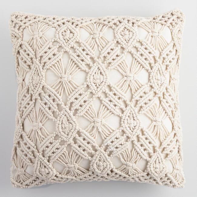 Natural Macrame Indoor Outdoor Throw Pillow Best Outdoor Pillows and