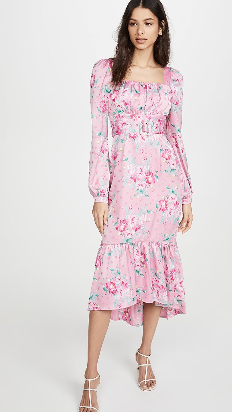 Pink Midi Dress - Tiered Floral Midi Dress - Bustier Midi Dress