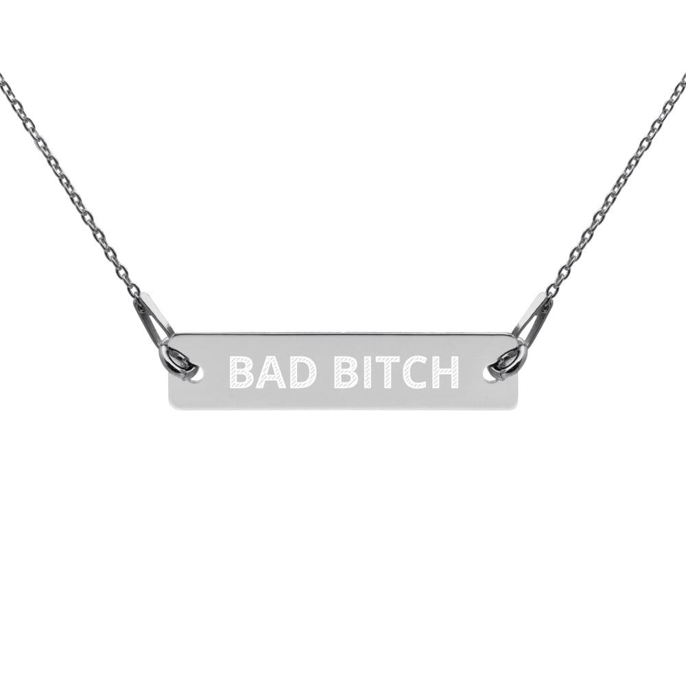 Bad Bitch Engraved Bar Chain Necklace